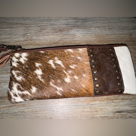 Idyllwind Cow Print Leather Wristlet - Picture 2 of 7